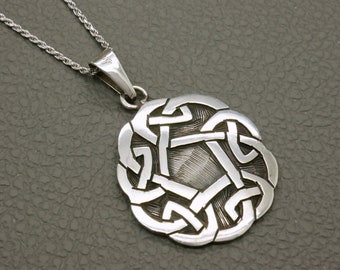 Keltische Sterling Zilveren Hanger, Keltische knoop ontwerp, handgemaakte vintage sieraden, hanger & optionele 20 "sterling zilveren touw ketting