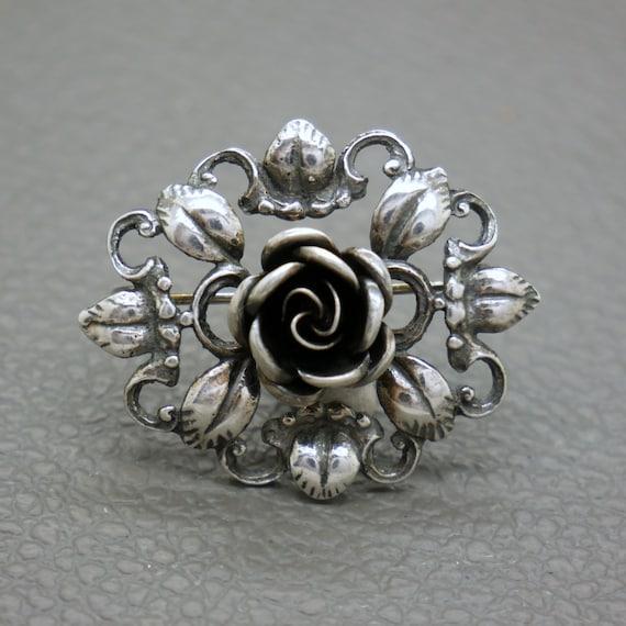 TEKA Theodor Klotz Sterling Silver Rose Flower Br… - image 5