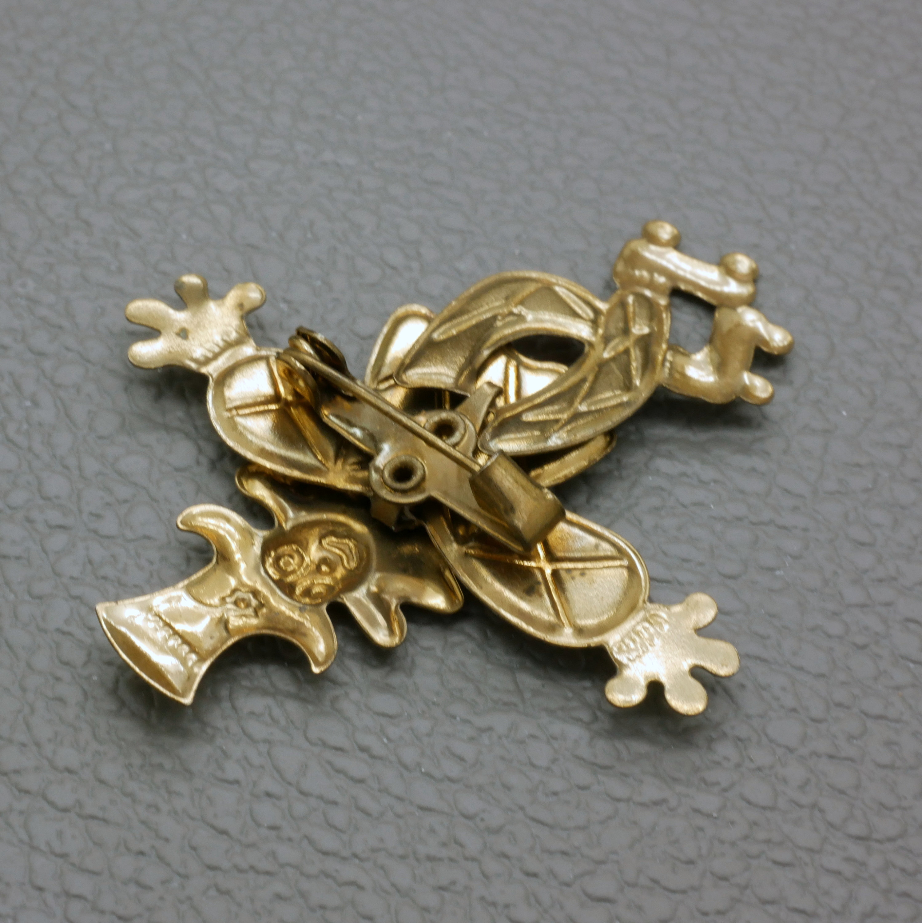 Broche Judaica Années 70 En Altuglas Bleu Et Doré - Pièce Rare Et élégante