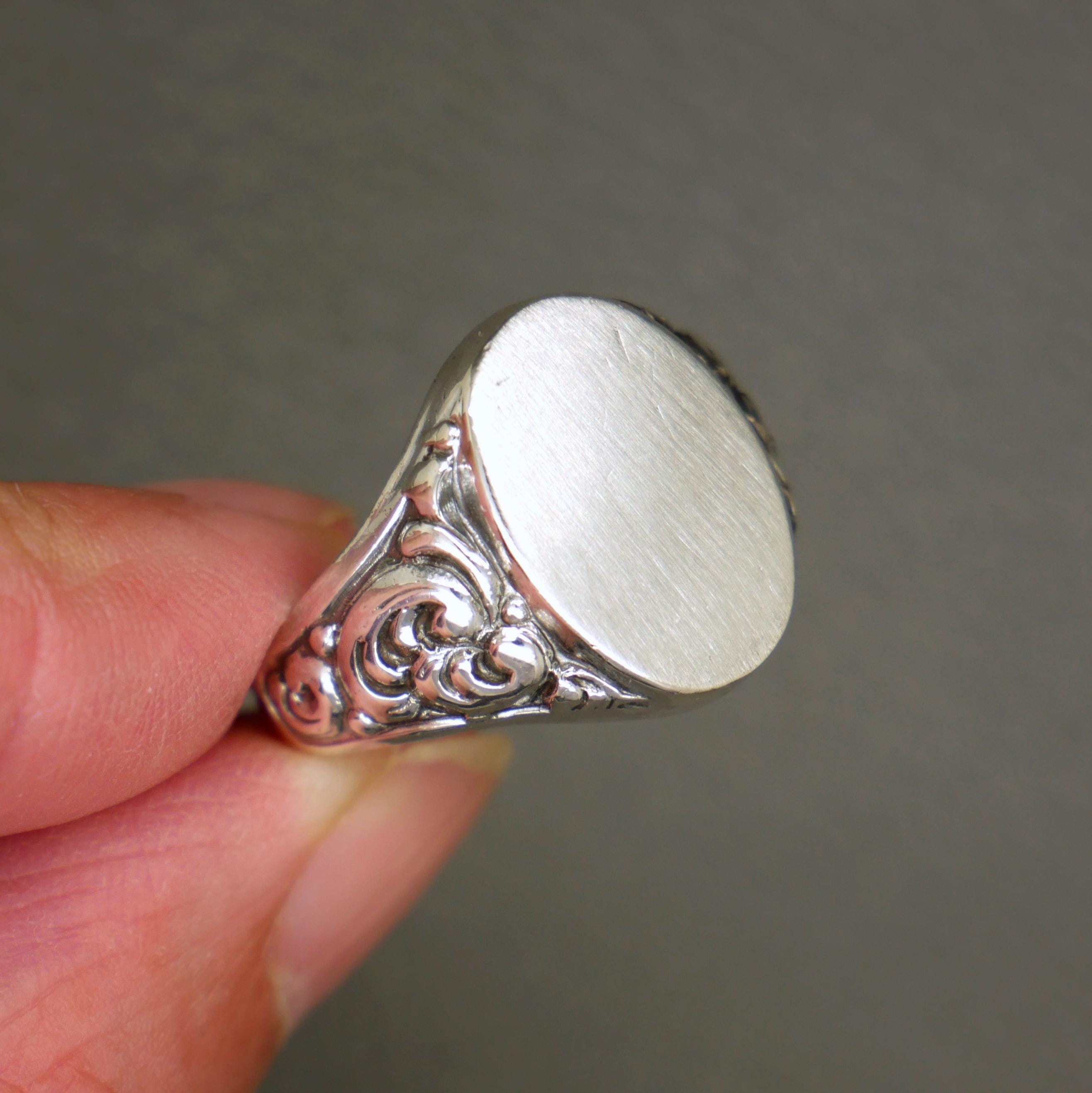 Vintage 830 Silver Men's Signet Ring Size 9 - Biedermeier Vintage 830 Silver Men's Signet Ring Size 9 - Biedermeier
