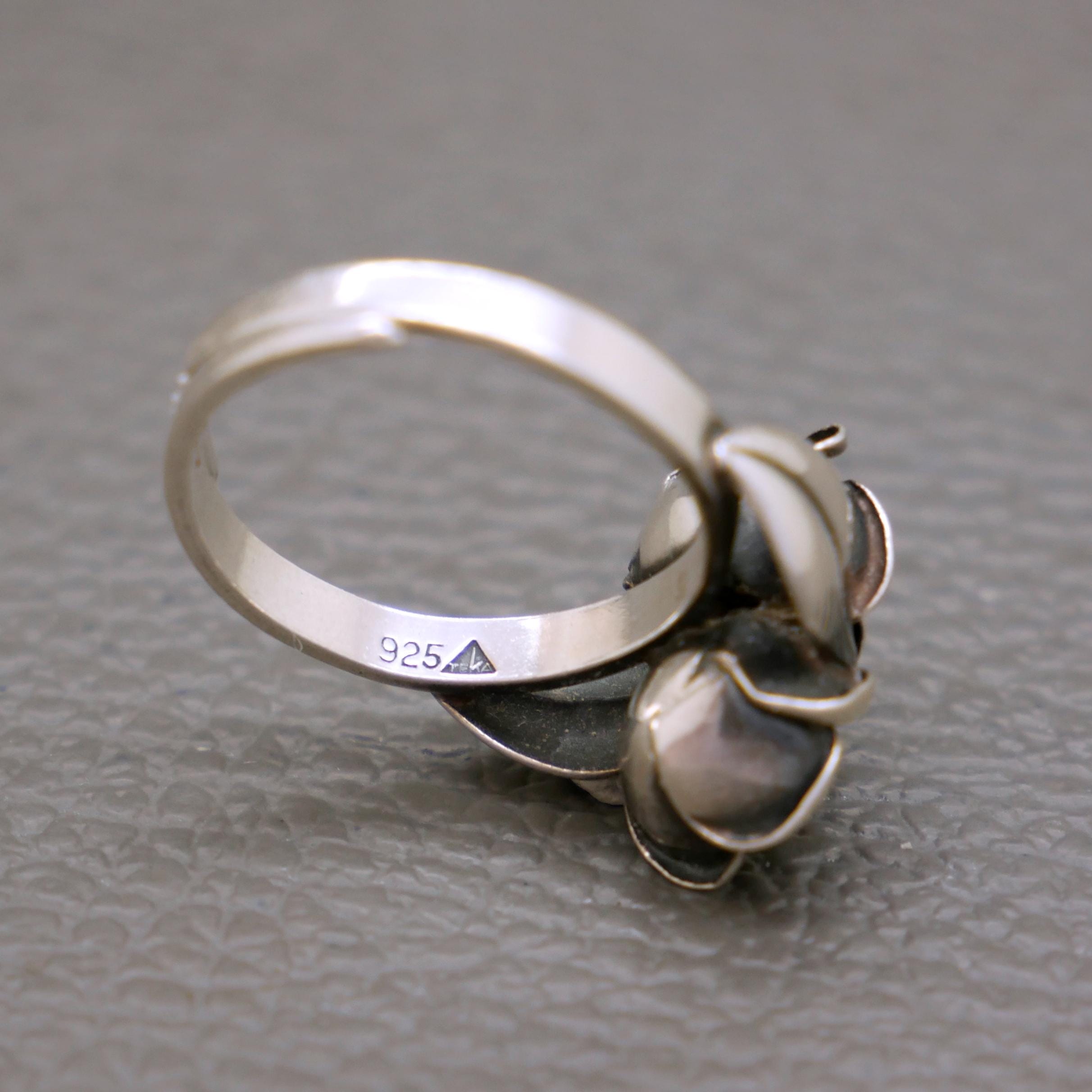 TEKA Theodor Klotz Sterling Silver Rose Flower Ring - Vintage