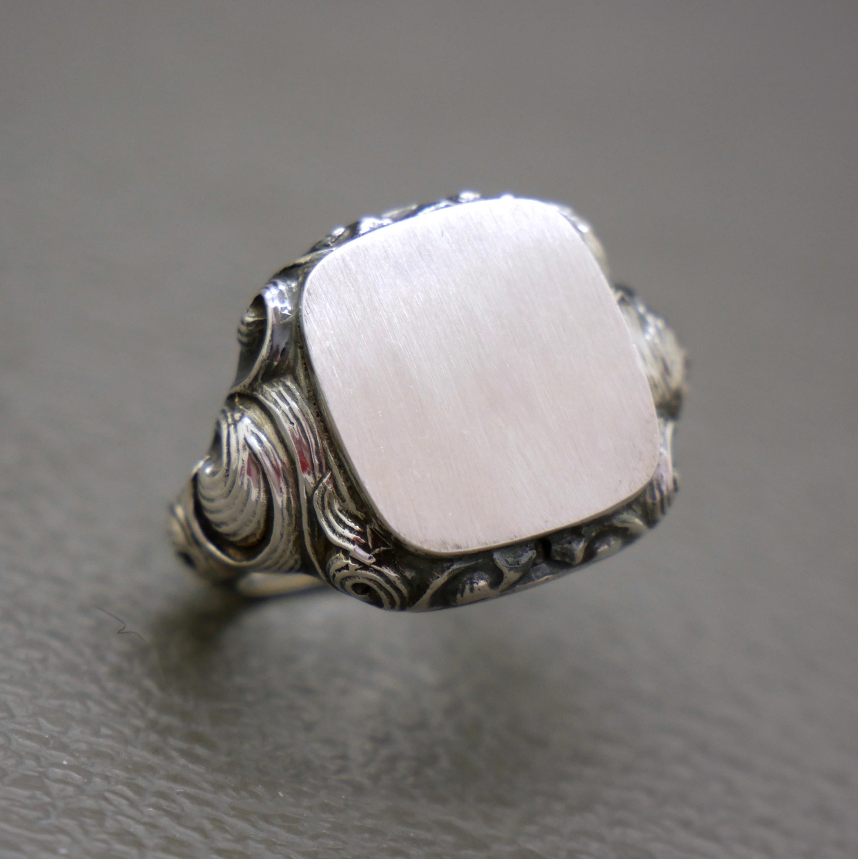 Vintage 835 Silver Men's Signet Ring Size 9.25 – Ornate