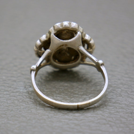 Antique Diamond Simili Crystal & 835 Silver Ring … - image 9