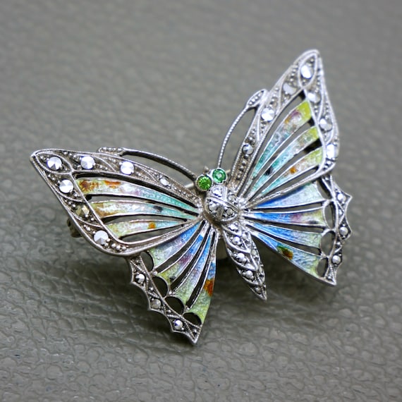 Broche fleur ancienne en argent 835/1000 sertie de marcassites – Le Charme des Violettes - Brocante en ligne
