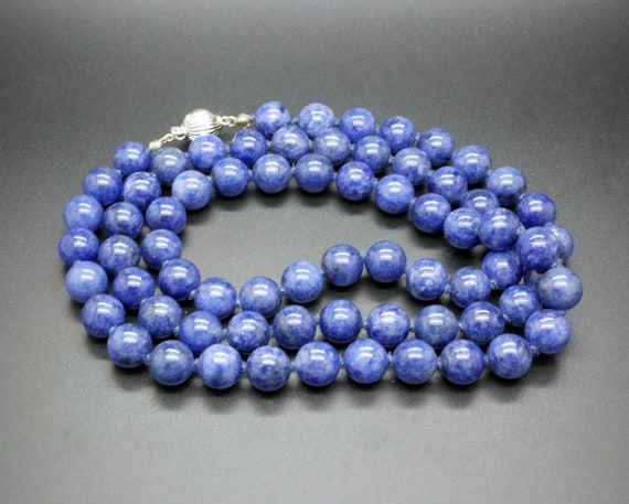 Sodalite Bead Necklace 32 Inch, 10mm Natural Blue… - image 5