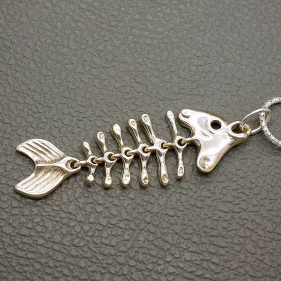 Vintage 835 Silver Fish Bone Skeleton Pendant wit… - image 7