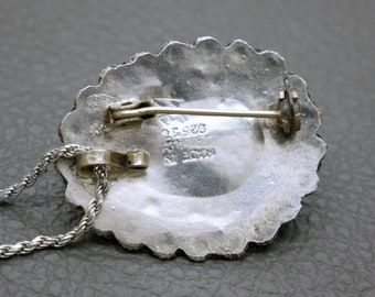 Pendentif Broche En Argent Sterling 925 Avec Pierre D'Eilat Vert-bleu - Goutte - Occasion Bon état
