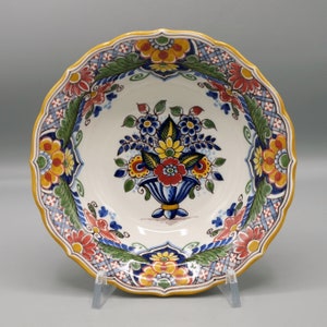 Dutch Makkum Small Serving Bowl D15cm - Royal Tichelaar Polychrome Hand-Painted Delftware Pottery