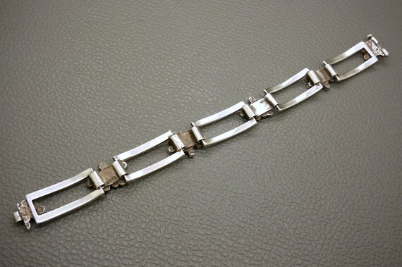 Brutalist Design Solid Silver Panel Bracelet - Mi… - image 9