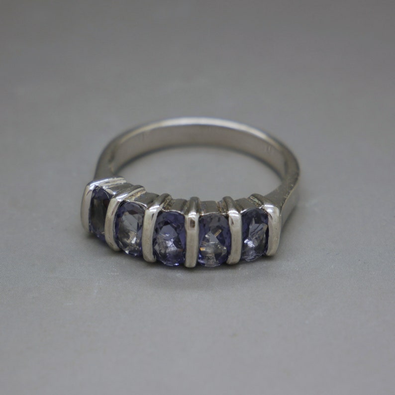 Tanzanite /& Sterling Silver Ring Size 8 February Birthstone Half Eternity Multistone Stackable Engagement Ring