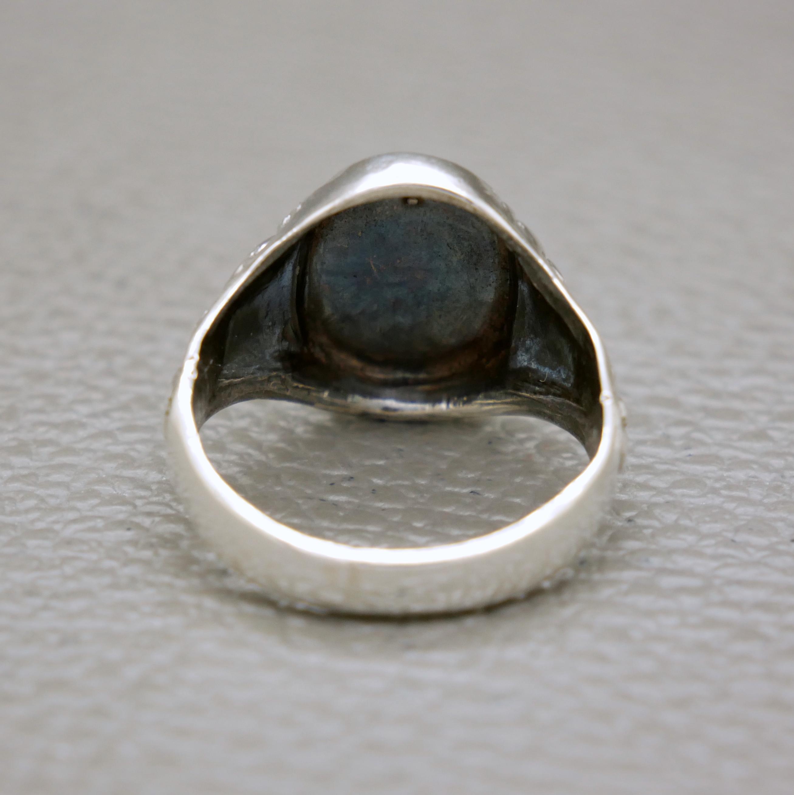 Vintage 830 Silver Men's Signet Ring Size 9 - Biedermeier