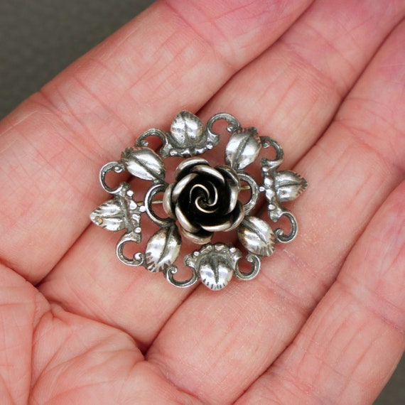 TEKA Theodor Klotz Sterling Silver Rose Flower Br… - image 4