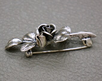 TEKA Theodor Klotz Sterling Silver Rose Flower Brooch - Mid
