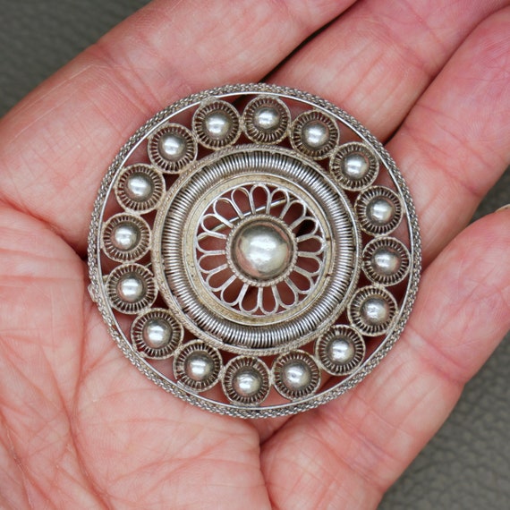 Large Antique Dutch Button Brooch D4.7cm, Handcra… - image 3