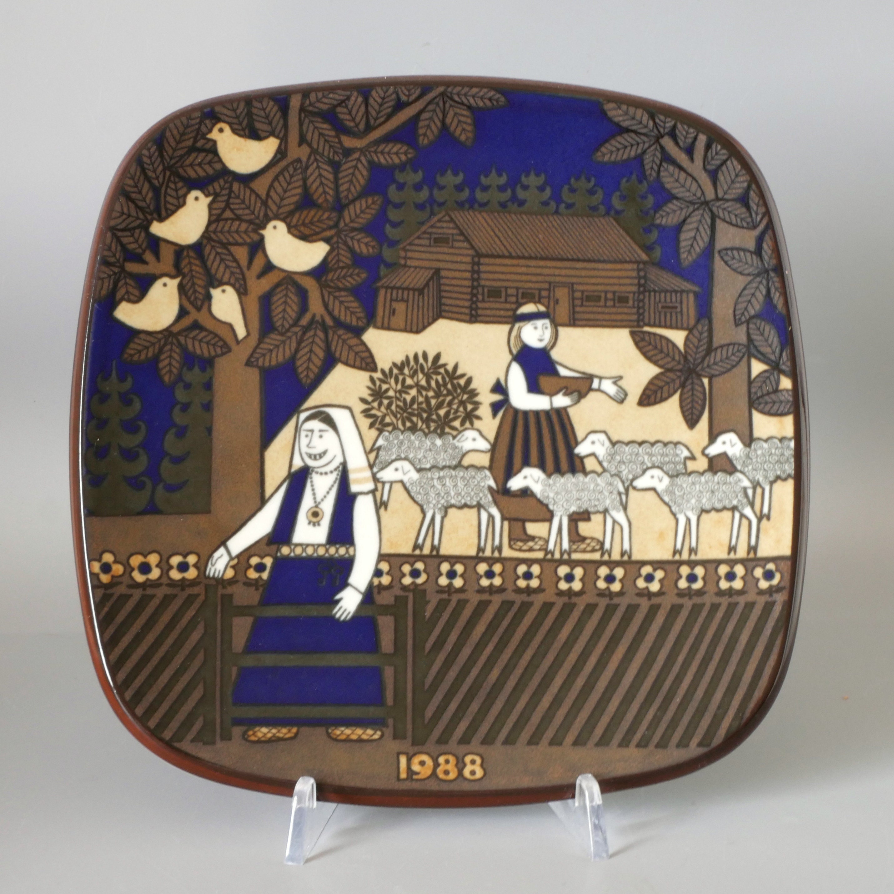 ARABIA FINLAND 陶板画 Kalevala Arabia Finland 1988 Collector Plate by Raija Uosikkinen