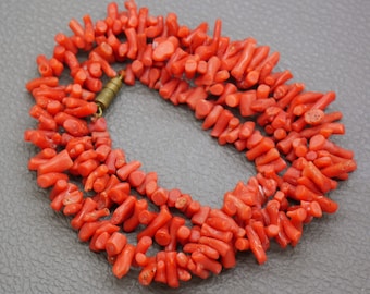 Vintage Branch Coral Necklace L56cm, Natural Mediterranean Salmon Red Coral, Dutch Heritage Mid Century Jewelry