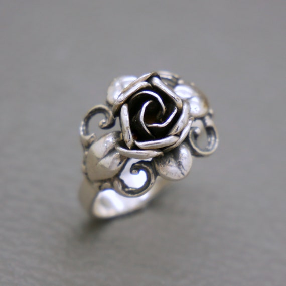 Theodor Klotz TEKA Sterling Silver Rose Flower Ring - German