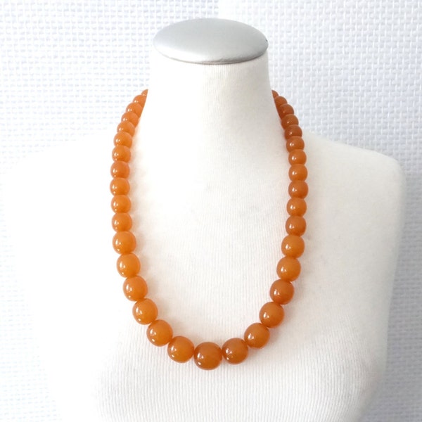 XL Genuine Amber Necklace 90 Grams - Art Deco Egg Yolk Natural Baltic Amber Bead Necklace - Premium Quality Butterscotch Amber Necklace