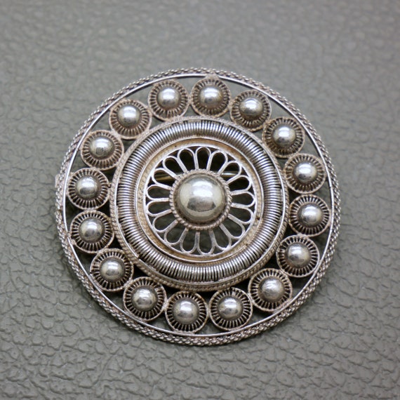 Large Antique Dutch Button Brooch D4.7cm, Handcra… - image 4