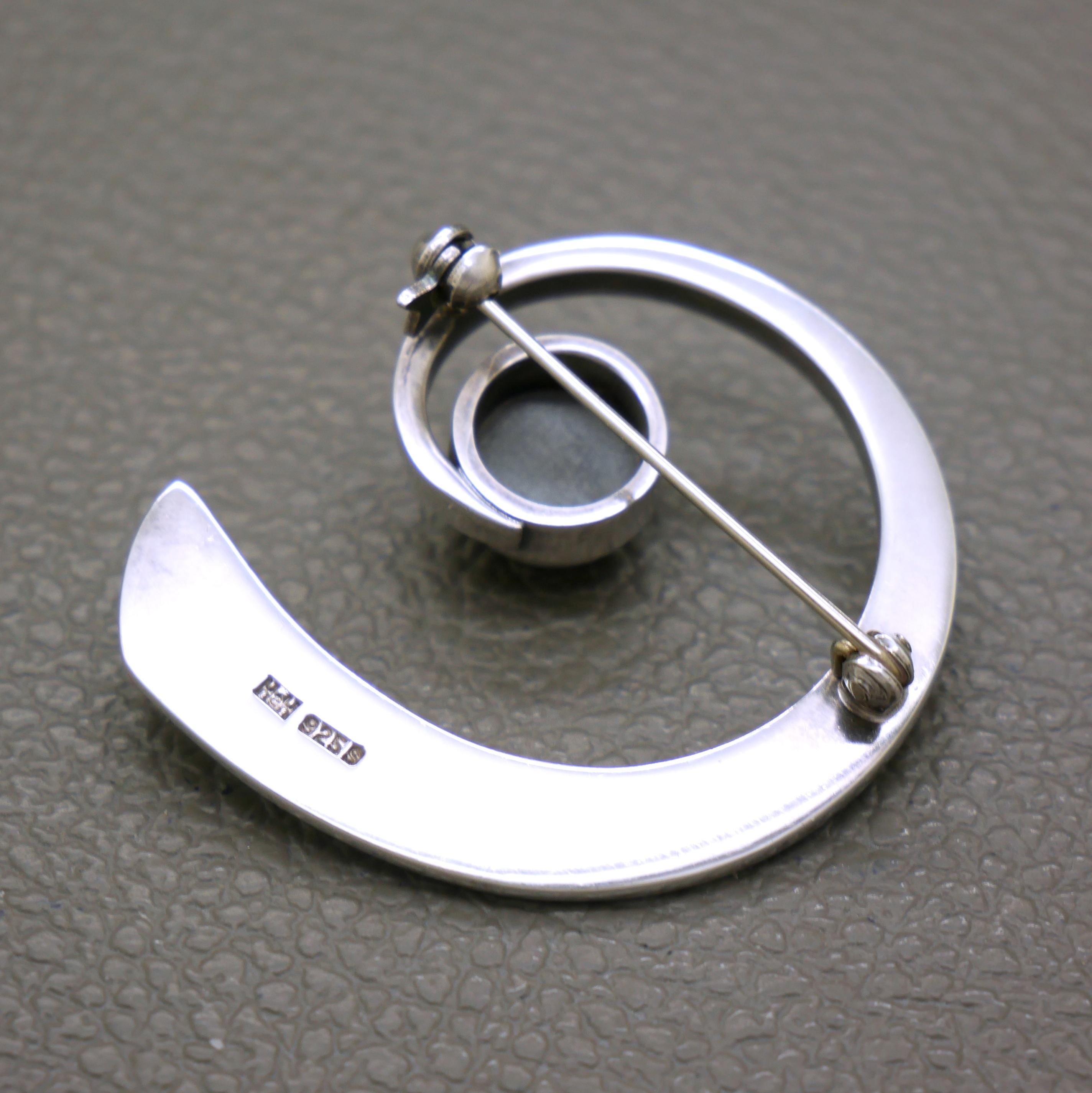 Hans Hansen Modernist Brooch – Sterling Silver Swirl Pin With