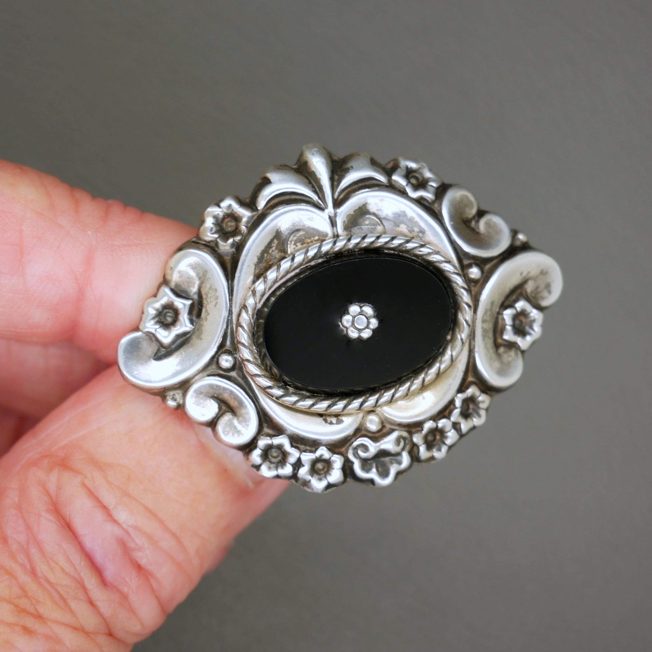 アクセサリー vintage silver925 onyx brooch Antique 835 Silver & Black Onyx Brooch - 1920s Arts and Crafts