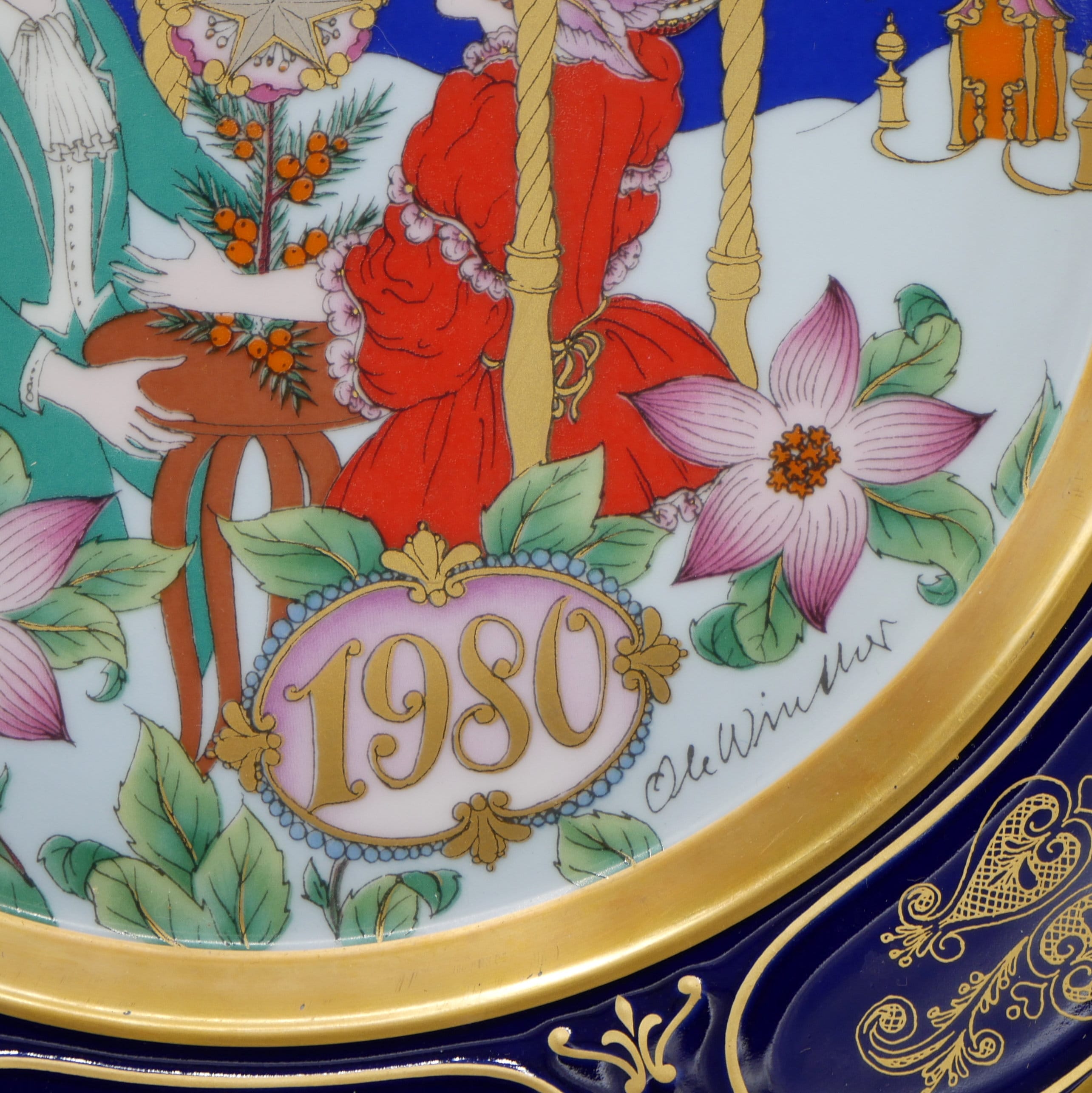 オーレ・ヴィンター・フッチェンロイター磁器プレート：1980年結婚記念