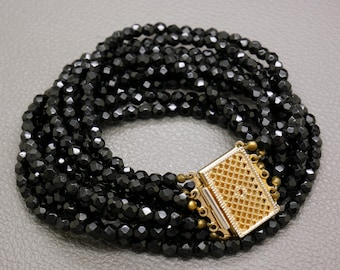 Collier Ancien 2 Rangs Perles Vertes Et Noires - Style Rétro En Plastique Et Verre, Avec Fermoir En Alliage