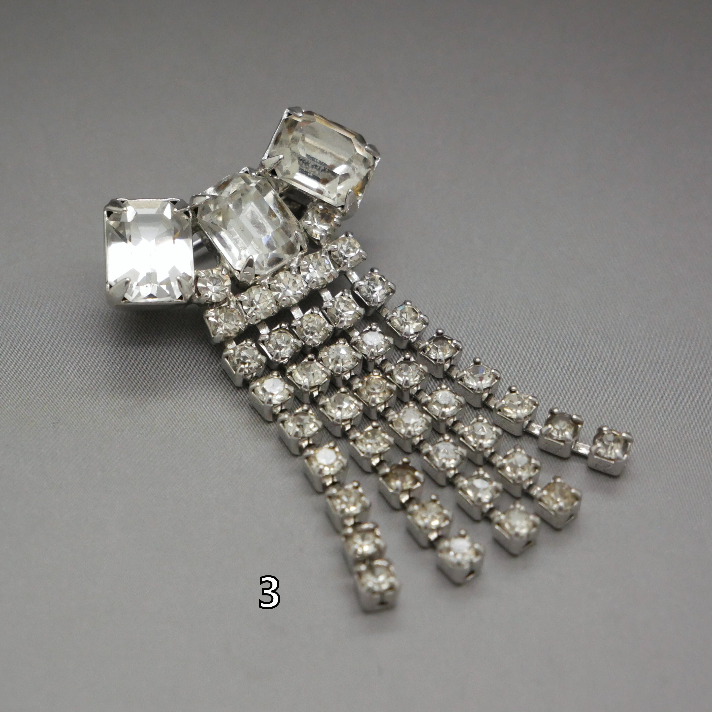 Broche Ancienne Française - Strass En Verre - Style Couture - Occasion