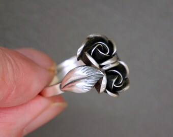 TEKA Theodor Klotz Sterling Silver Rose Flower Ring - Vintage
