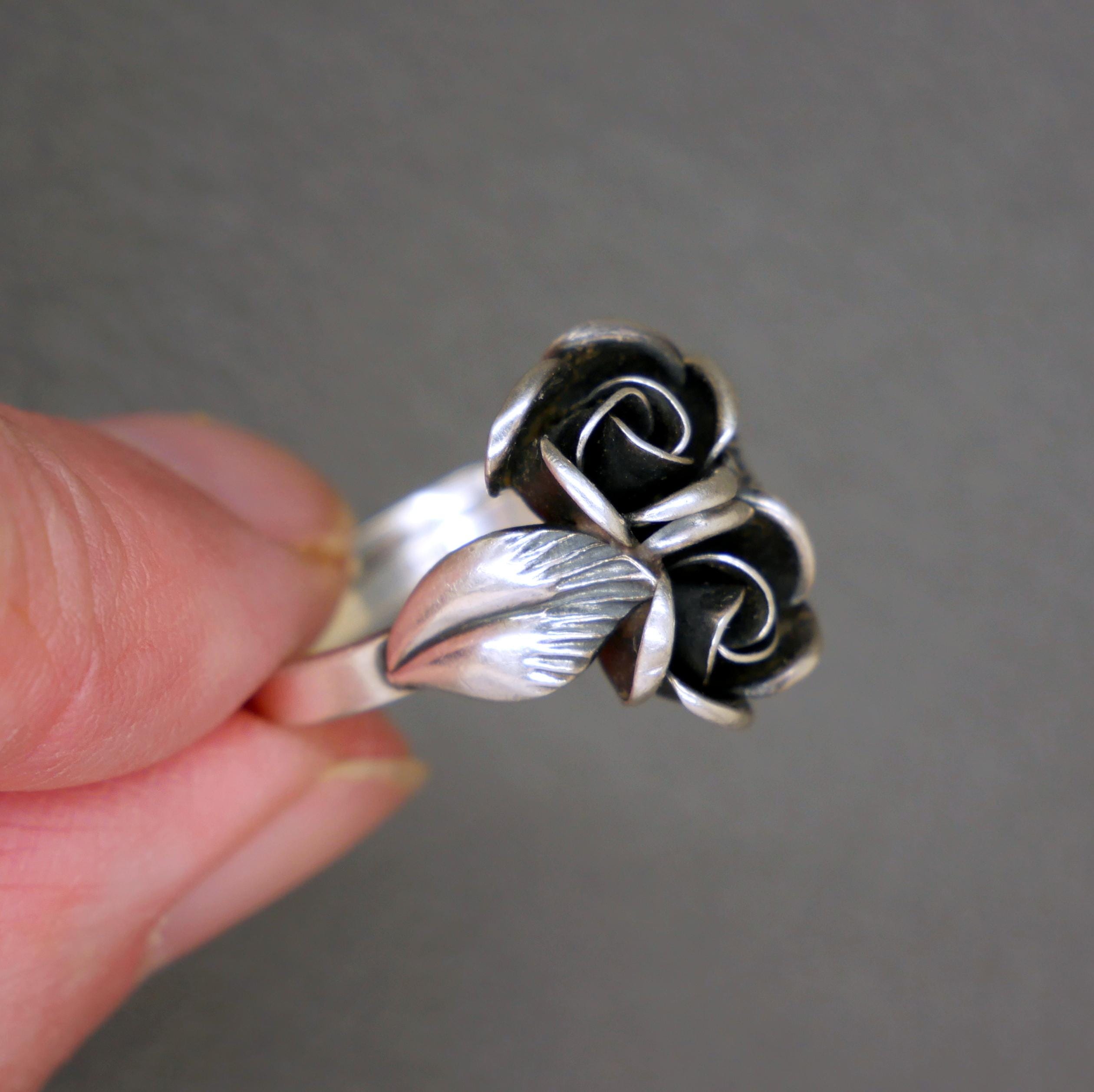 TEKA Theodor Klotz Sterling Silver Rose Flower Ring - Vintage