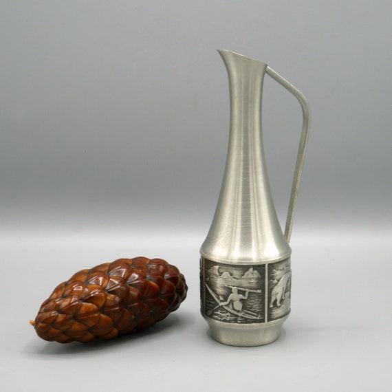 Vintage Norwegian Pewter Pitcher Vase: Norway Tinn, Scandinavian