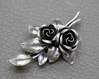 TEKA Theodor Klotz Sterling Silver Rose Flower Brooch