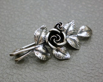 TEKA Theodor Klotz Sterling Silver Rose Flower Brooch - Mid