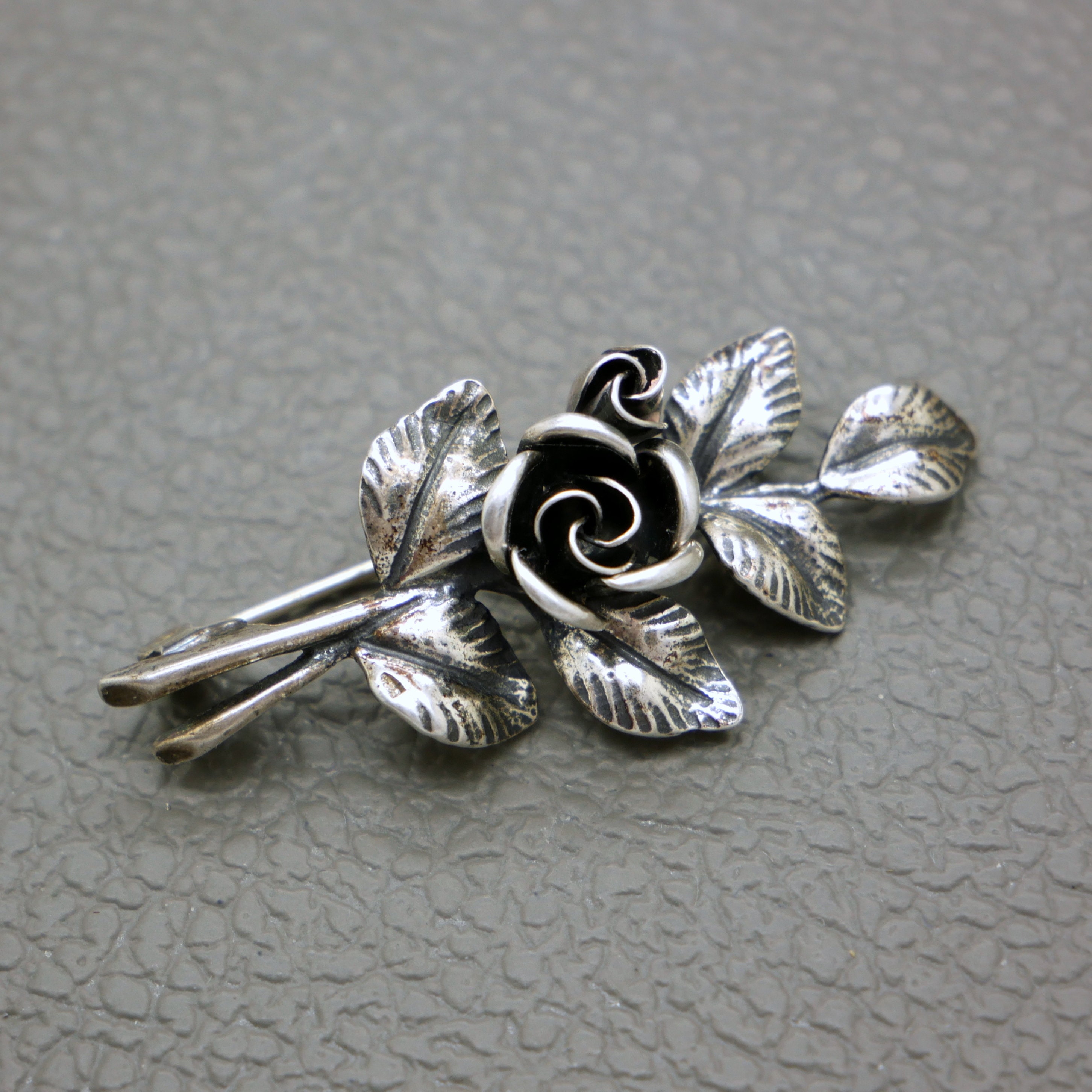 TEKA Theodor Klotz Sterling Silver Rose Flower Brooch - Mid