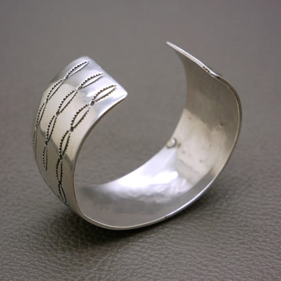 Vintage Solid Silver Open Cuff Bracelet: Turquois… - image 11
