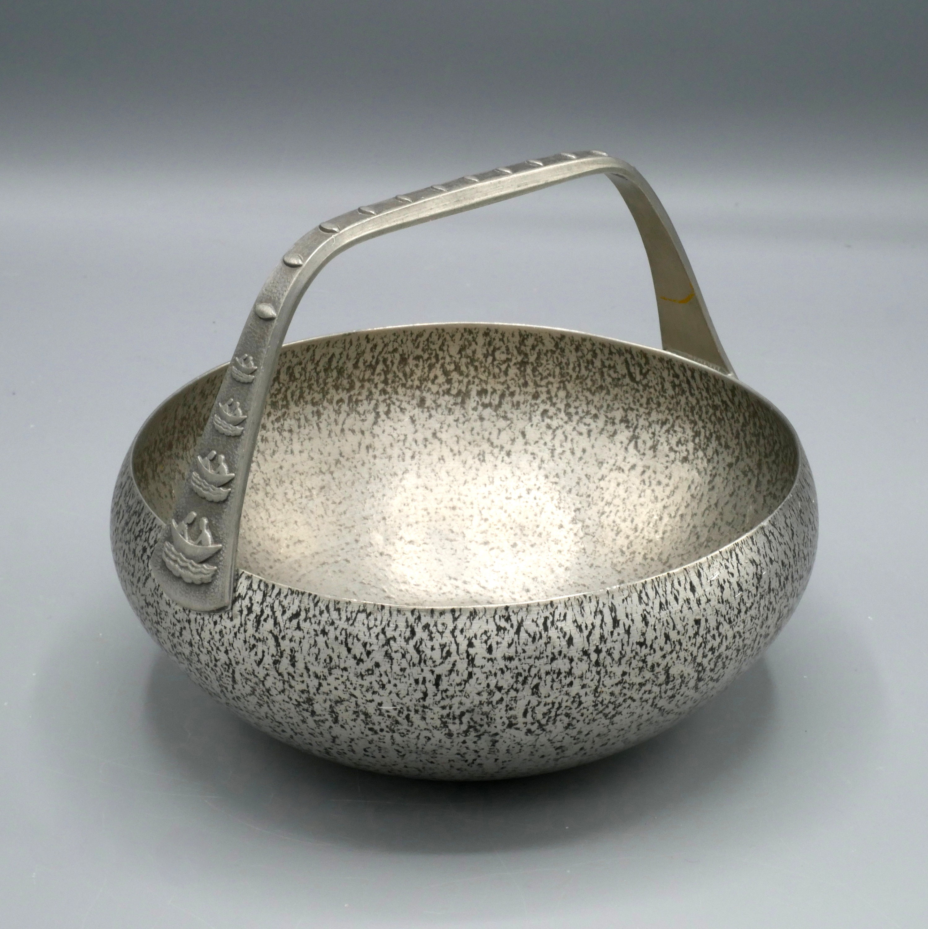 Scandinavian Pewter Candy Bowl with handle, Norwegian Norway Tinn Traditional Scandinavian Design, Christmas Interior Decor, Arts and Crafts