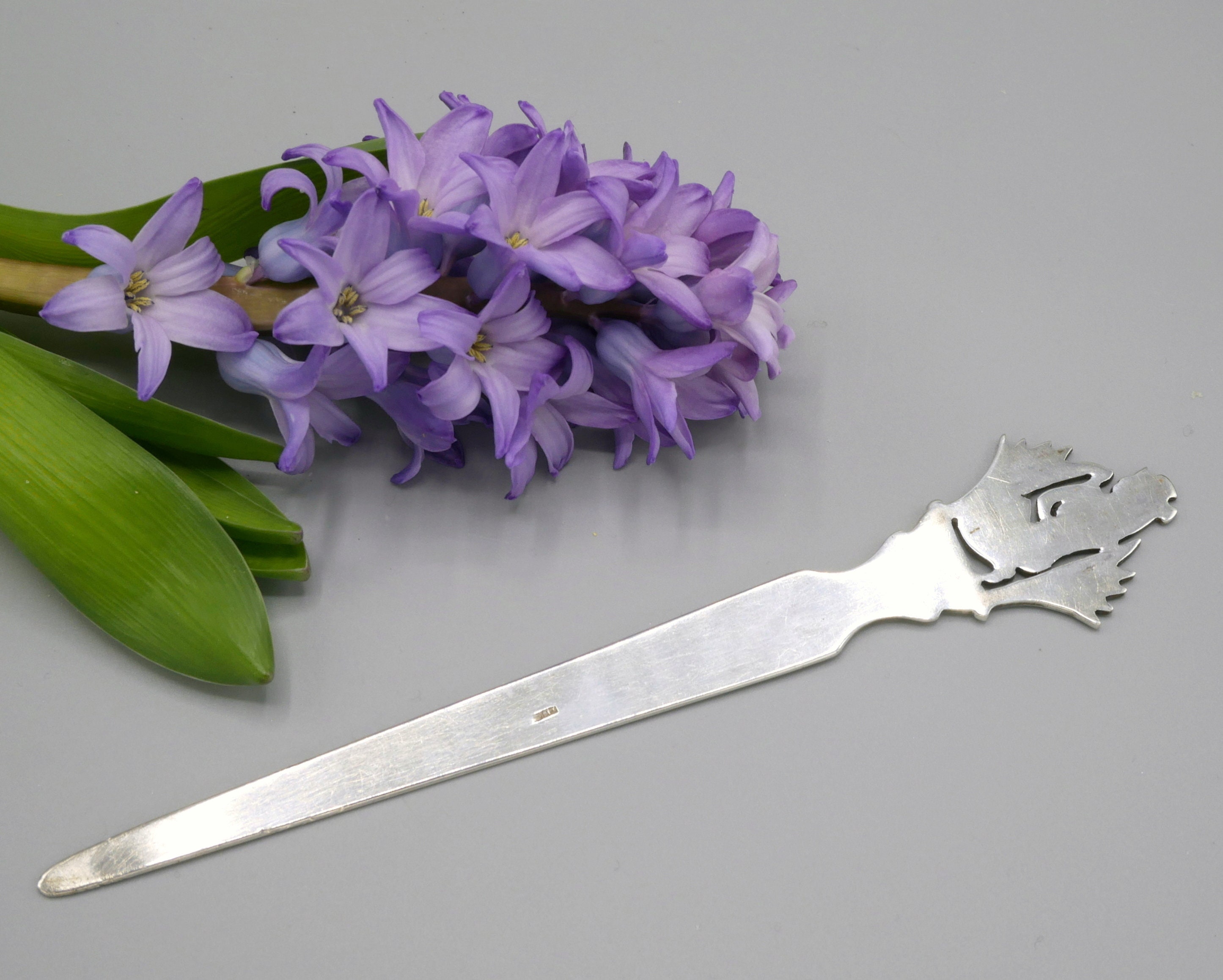 Vintage 800 Silver Letter Opener: Egyptian Revival Decor, Desktop