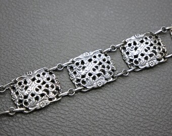 Vintage 835 Silver Panel Bracelet by Herbert Hooijkaas