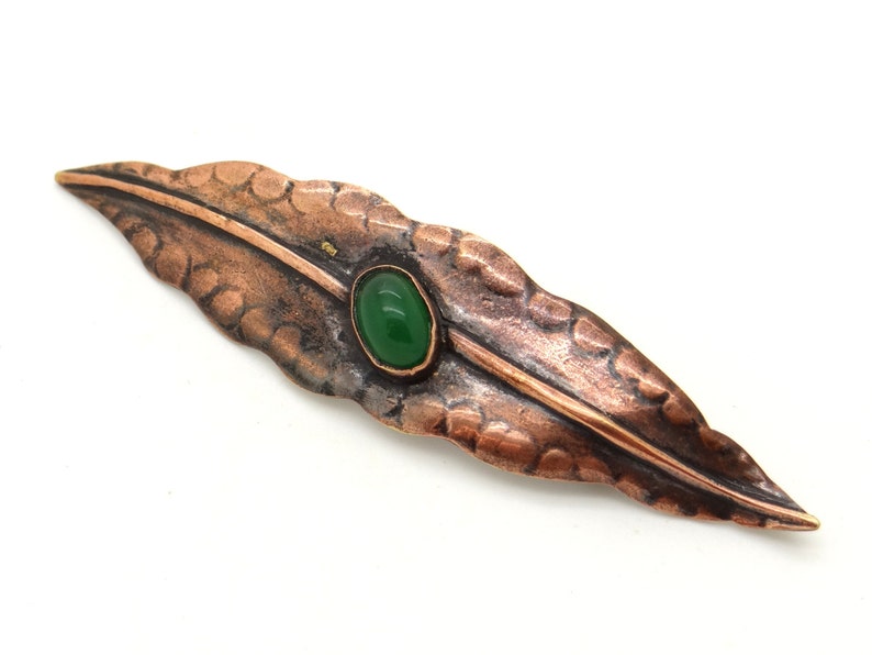 Collectible Dutch Modernist Design Jewelry Hammered Copper /& Chrysoprase Brooch Amsterdam School Brooch Antique Vintage Artisan Jewelry