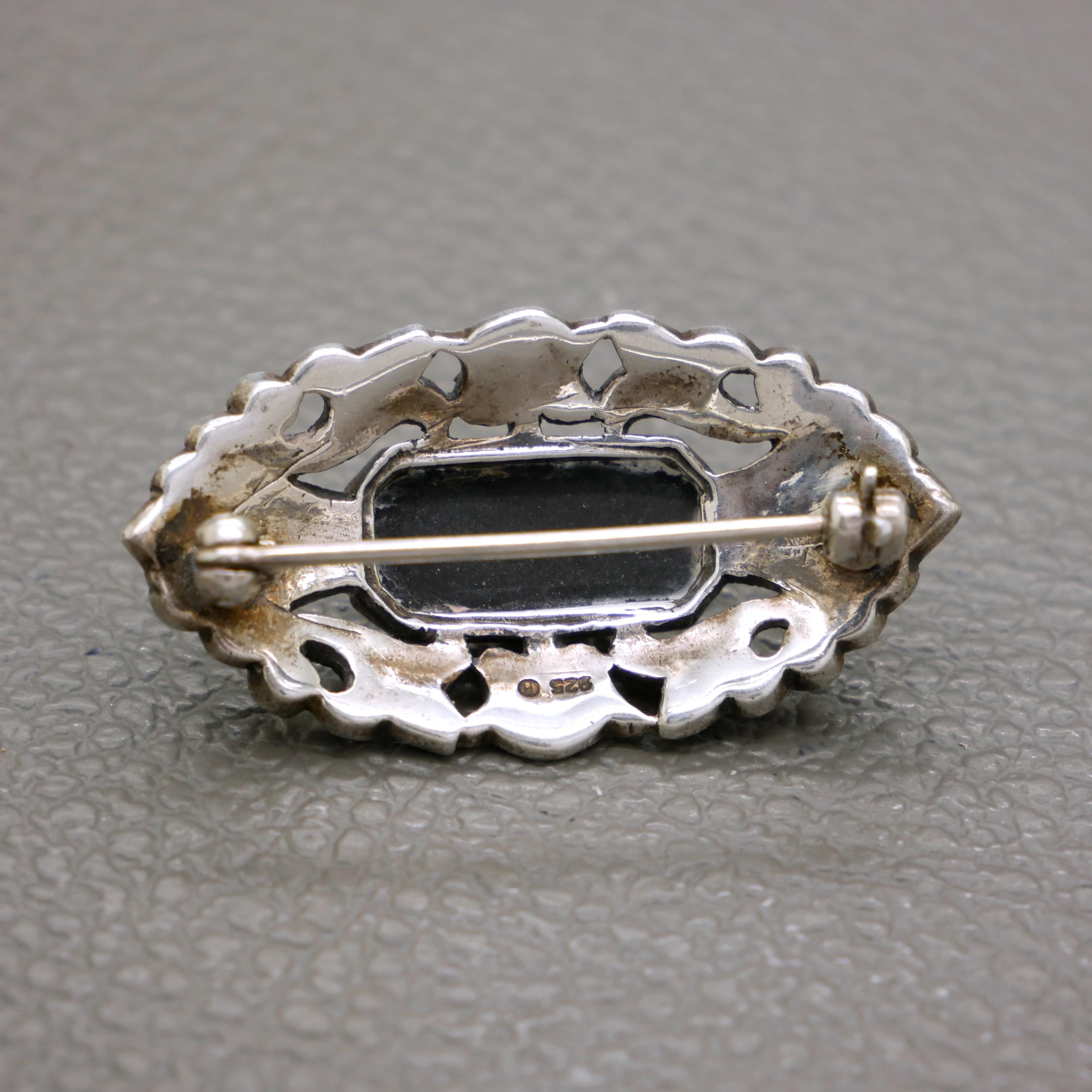 ヴィンテージ アールデコ スターリングシルバー ブローチ：マーカ