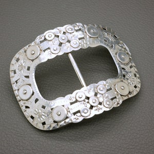 Antique Dutch 835 Silver Belt Buckle, Arts & Crafts design 1900&#39;s costume accessory, oversized sash buckle, collector&#39;s gift, Dutch heritage