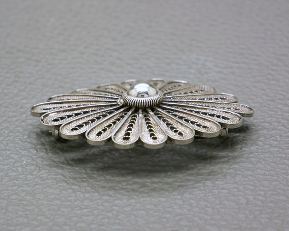 Broche vintage en argent sterling avec fleurs en filigrane