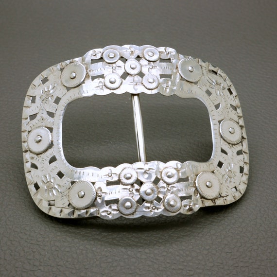 Antique Dutch Silver Buckle Antique Dutch Silver Buckle...embossed With Religious  main image 4