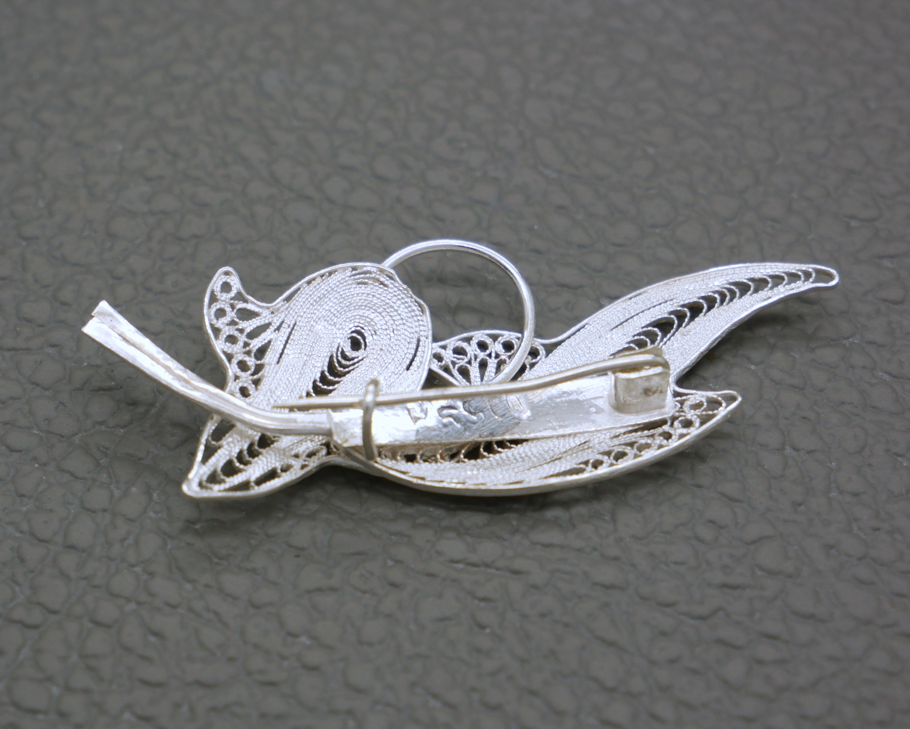 【未使用品】 Small Flower Handcrafted Pin, Filigree Silver 900 Brooch, アンティーク雑貨