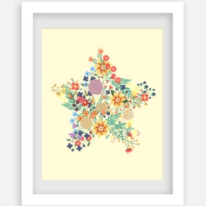 Floral Star Print Art. Printable and decorative wall art for your home or office. image 1