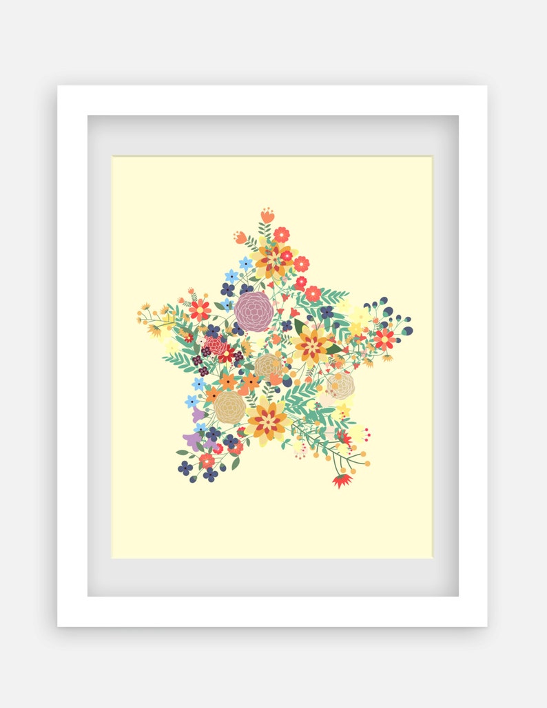 Floral Star Print Art. Printable and decorative wall art for your home or office. image 1