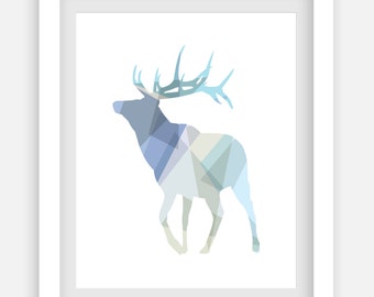 Geometric Elk Print Art. Printable and decorative wall art for your home or office.