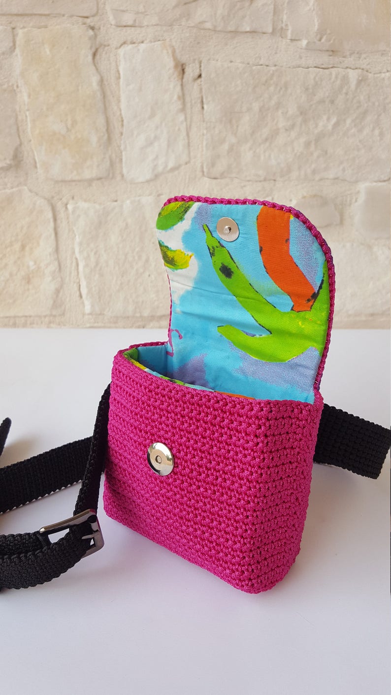 Fuchsia cord pouchBlack beltclutch bagwomen/'s accessoryWomen/'s gifthandmadeMade in Italy