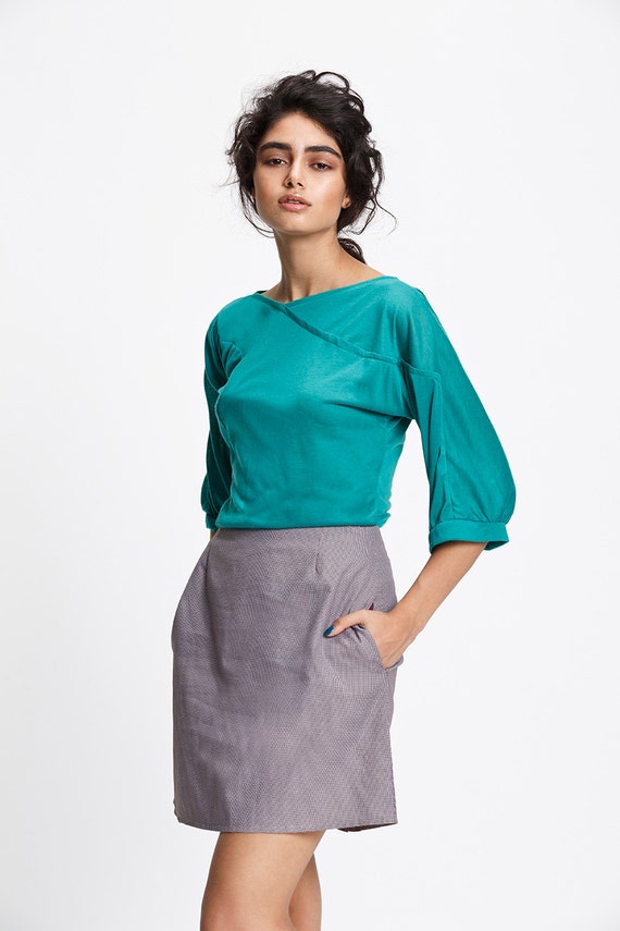 green kimono wrap top