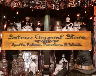 Handmade Halloween Salem General Store Sign, Witch Sign